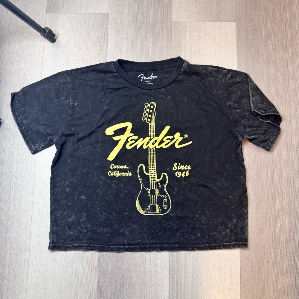 Fender Black Tee with Yellow Graphic